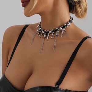 NWOT Silver Star Charm Necklace/Choker